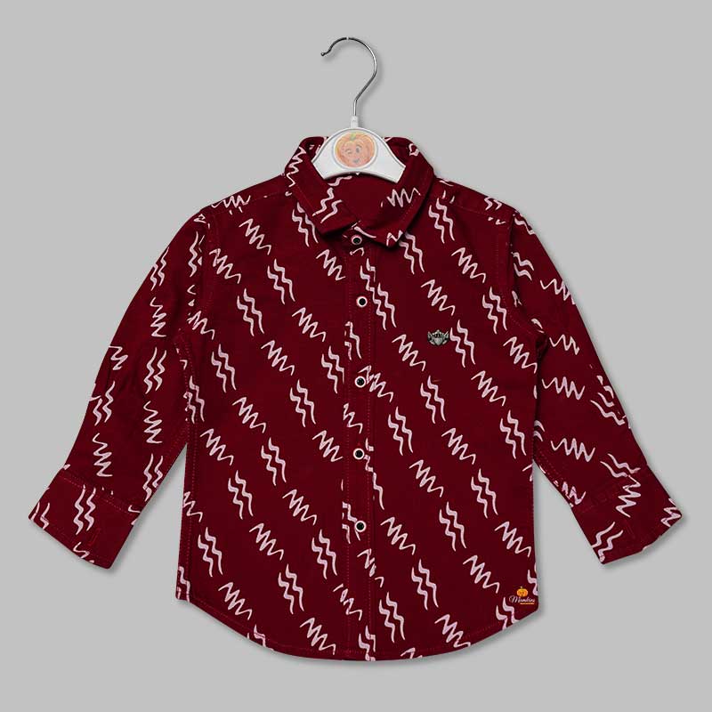 Solid Printed Full Sleeves Shirts for Boys Front View
