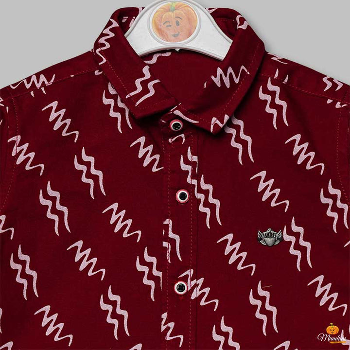 Solid Printed Full Sleeves Shirts for Boys Close Up View