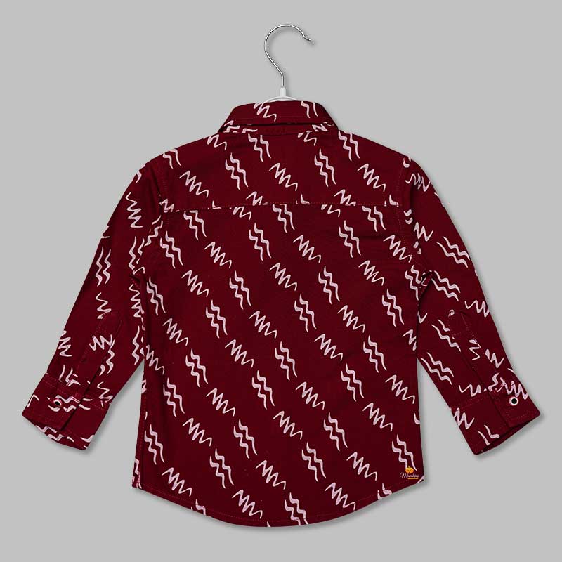 Solid Printed Full Sleeves Shirts for Boys Back View