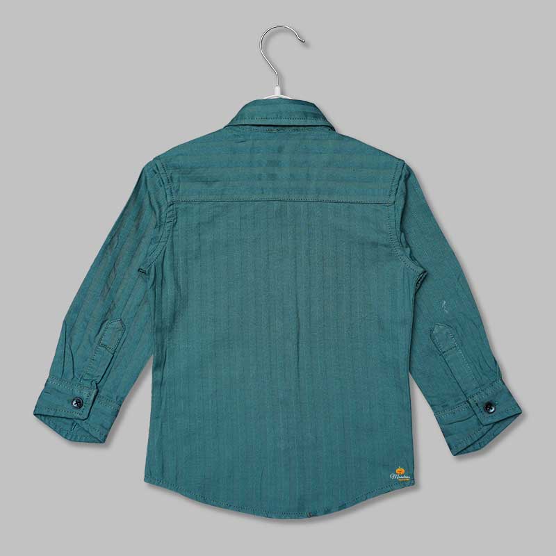 Green Calligraphy Print Full Sleeves Shirts for Boys Back View