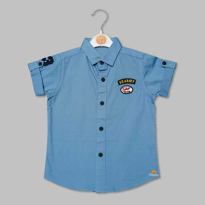 Royal Blue Half Sleeves Shirt for Boys Front View