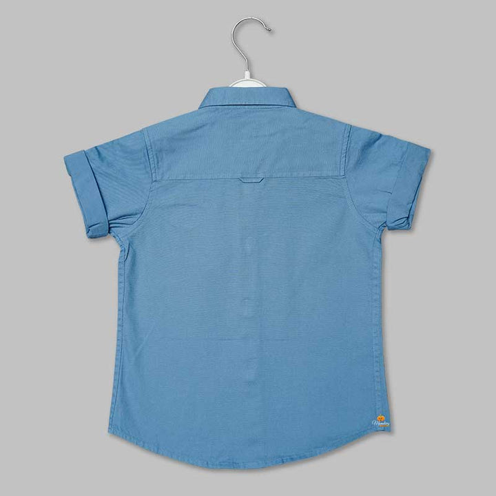 Royal Blue Half Sleeves Shirt for Boys Back View