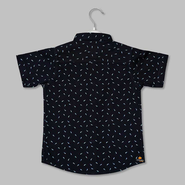 White Black Dotted Print Shirt for Boys Back View