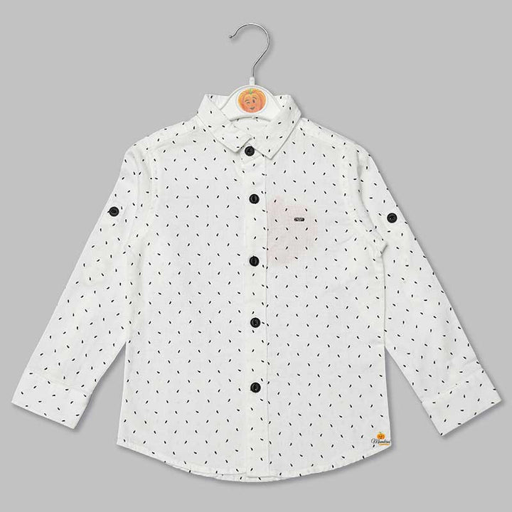 Black White Printed Full Sleeves Shirts for Boys Variant Front View