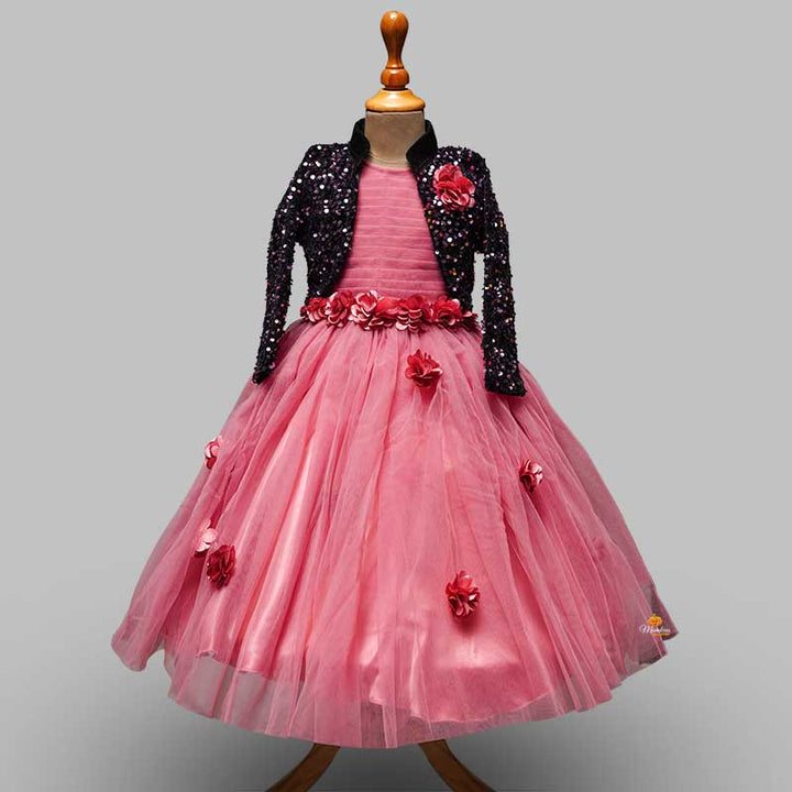 Onion Party Gown for Girls with Jacket Front View