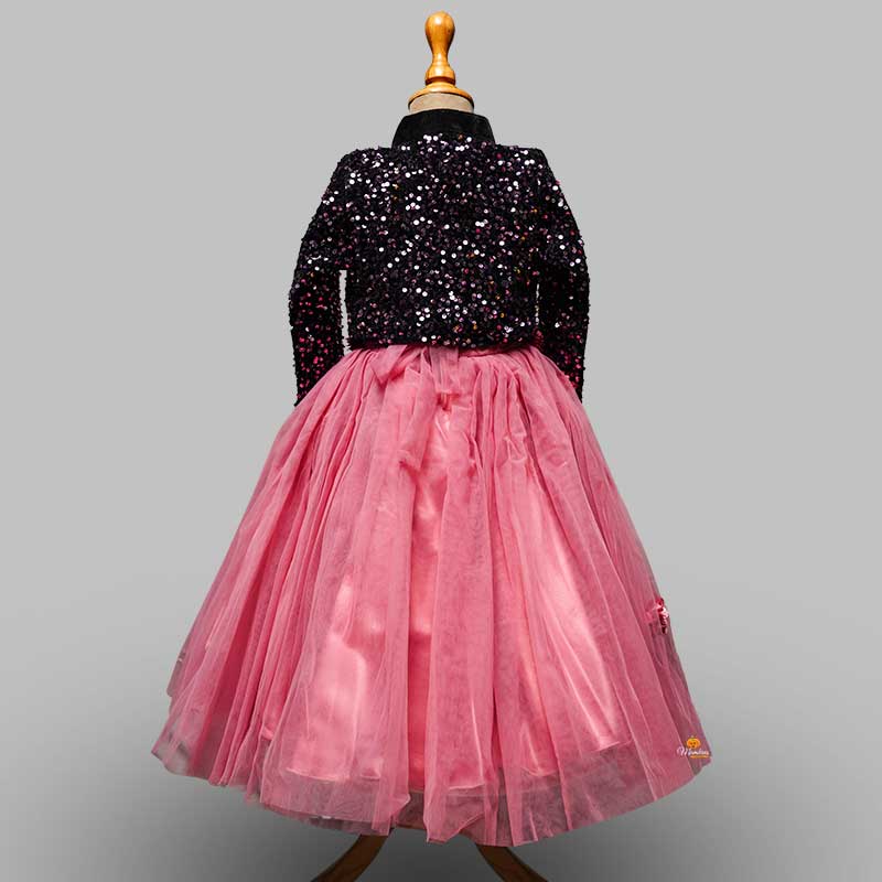 Onion Party Gown for Girls with Jacket Back View