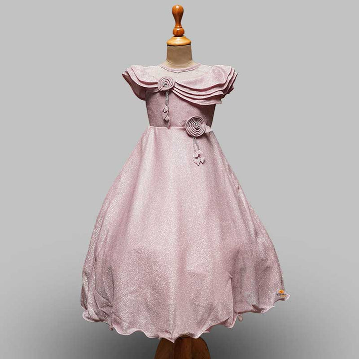 Grey & Onion Party Wear Kids Gown