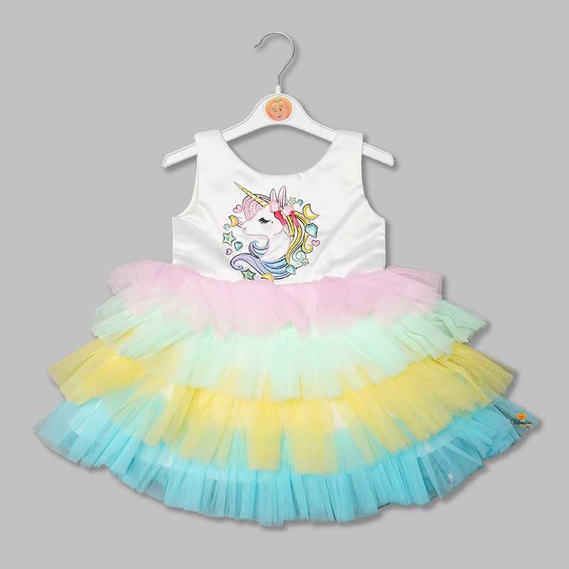 Frock for Girls with Unicorn Design Front View