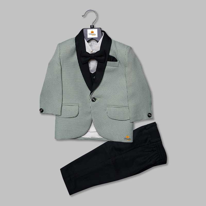 Green & Rust Party Wear Baby Boys Suit Front View