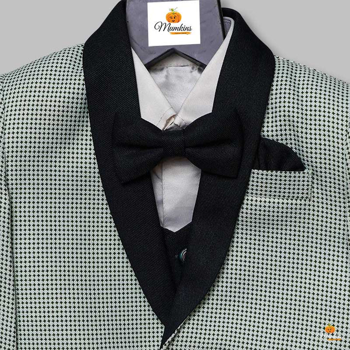 Green & Rust Party Wear Baby Boys Suit Close Up View