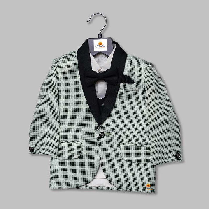 Green & Rust Party Wear Baby Boys Suit Top View