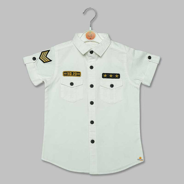 White Printed Shirts for Boys Front View