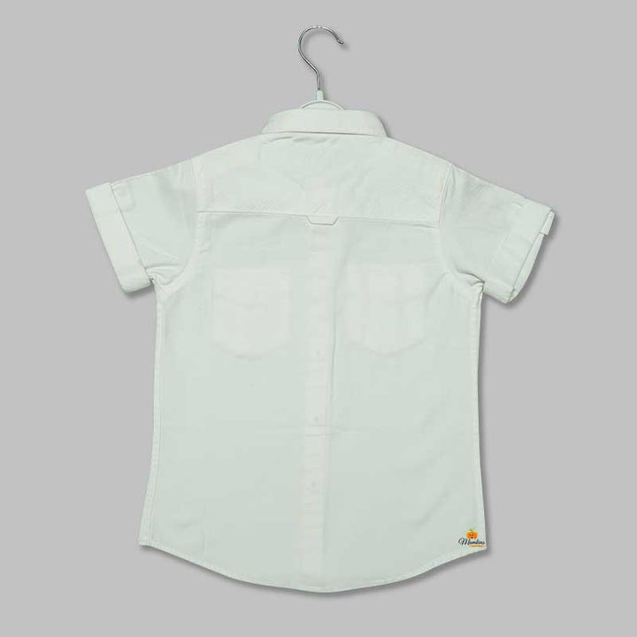 White Printed Shirts for Boys Back View