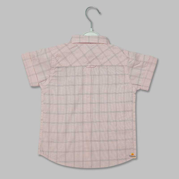 Solid Checks Shirts for Boys with Bow Back View