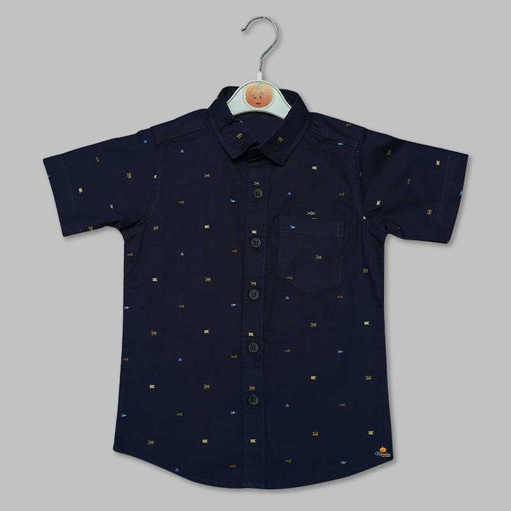 Navy blue Dotted Shirts for Boys Front View