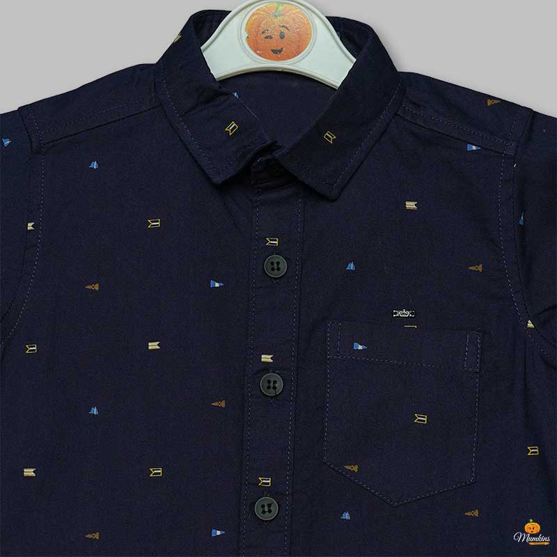 Navy blue Dotted Shirts for Boys Close Up View
