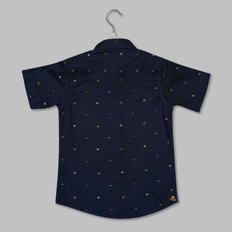 Navy blue Dotted Shirts for Boys Back View