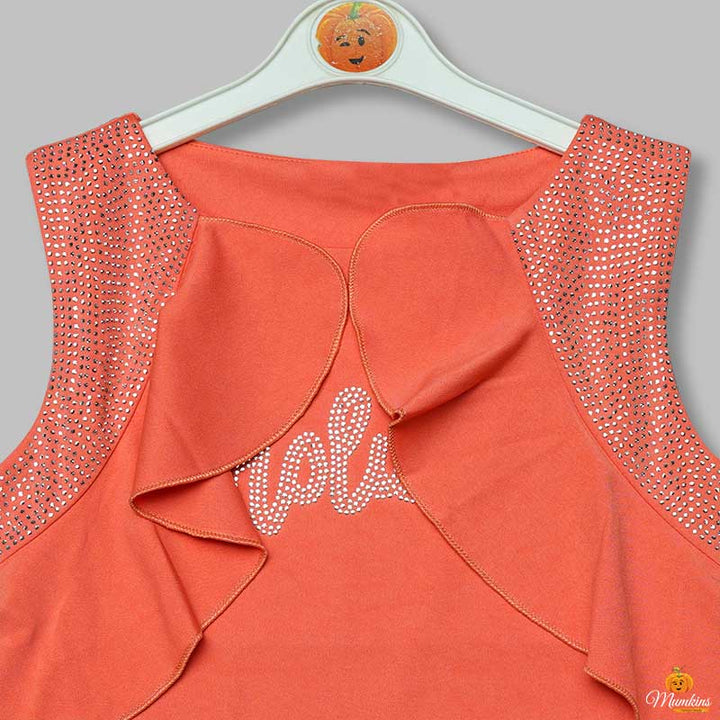 Top for Girls and Kids with Butterfly Pattern Close Up View
