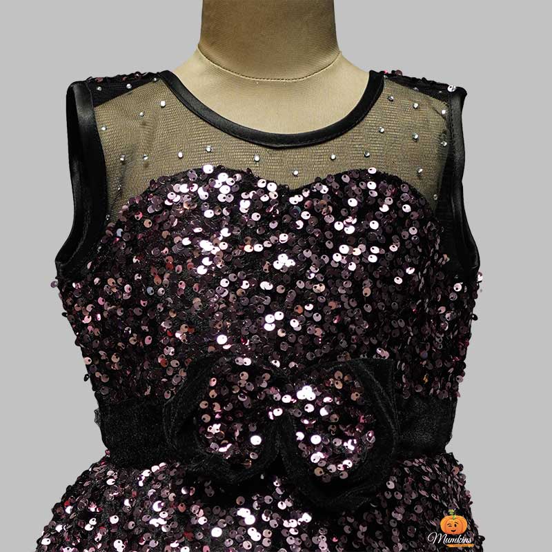 Gown For Girls And Kids With An Elegant Sequin Bow GS186102Onion