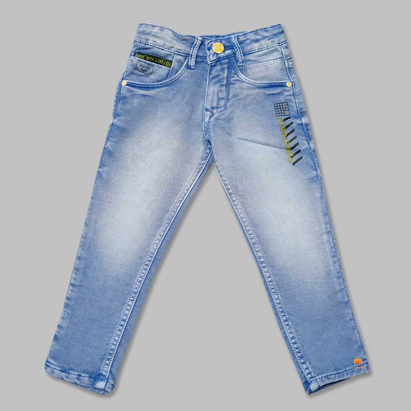 Blue & Grey Fix Waist Jeans for Boys Front 