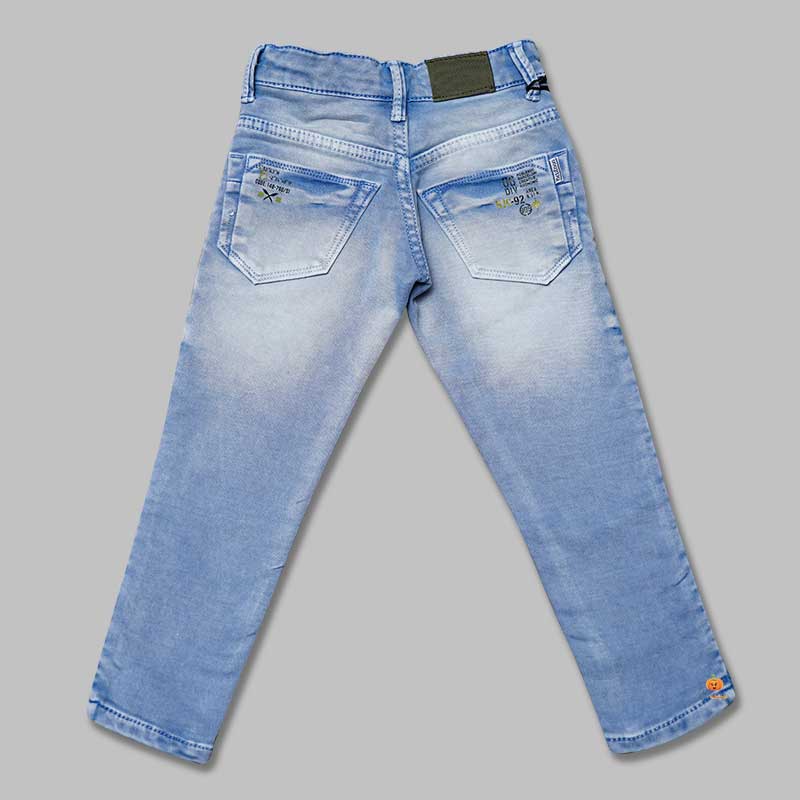 Blue & Grey Fix Waist Jeans for Boys Back 