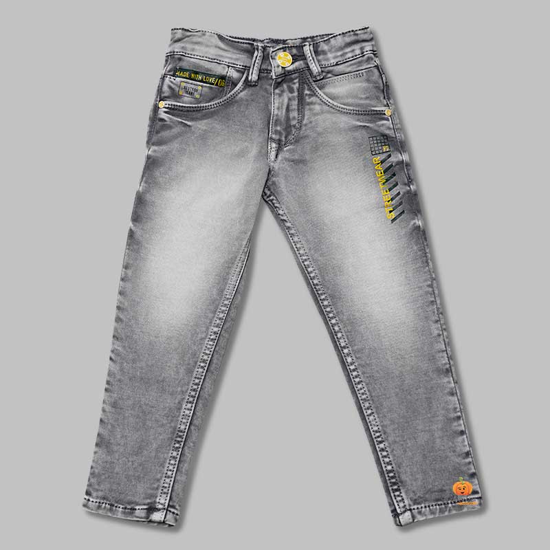 Blue & Grey Fix Waist Jeans for Boys Front 