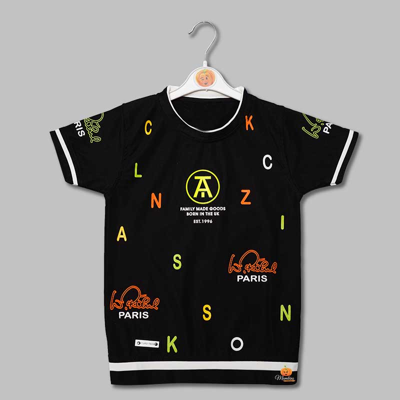 T-Shirts For Boys With Calligraphic Print Front View