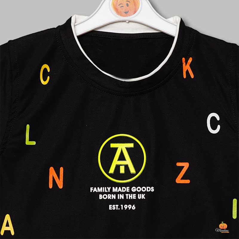 T-Shirts For Boys With Calligraphic Print Close Up View