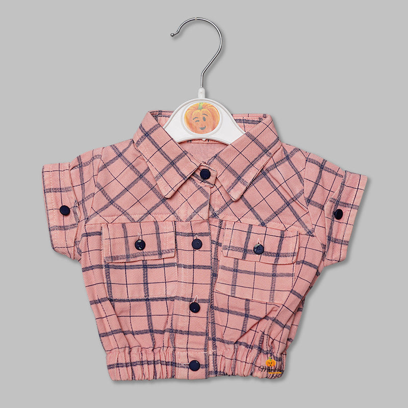 Top for Girls and Kids with Checks Pattern Front View