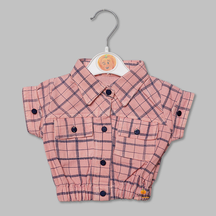 Top for Girls and Kids with Checks Pattern Front View