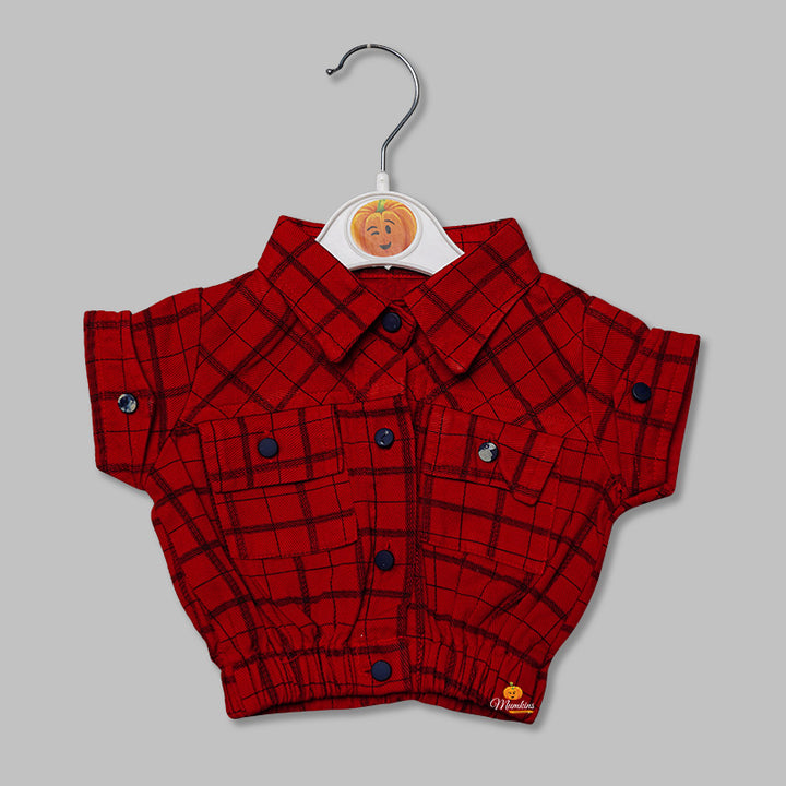 Top for Girls and Kids with Checks Pattern Front View