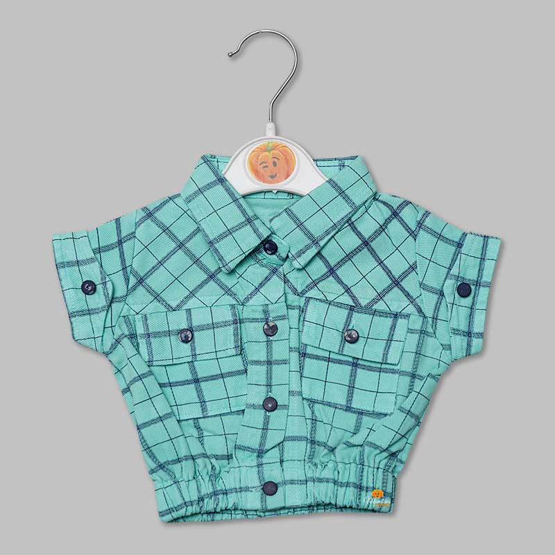  Top for Girls and Kids with Checks Pattern Front View