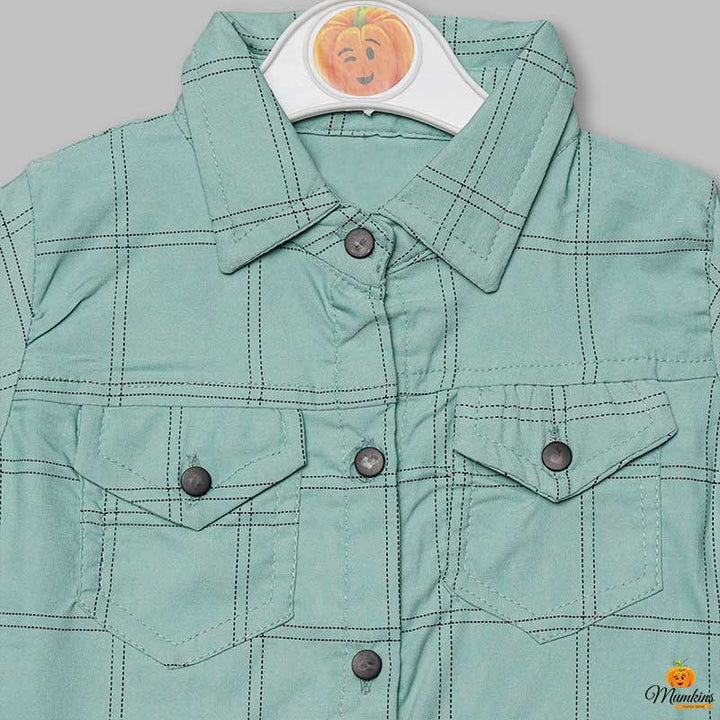 Top for Girls and Kids with Checks Pattern Close Up View