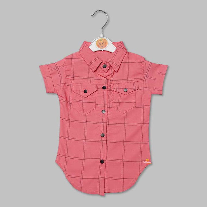 Top for Girls and Kids with Checks Pattern Front View