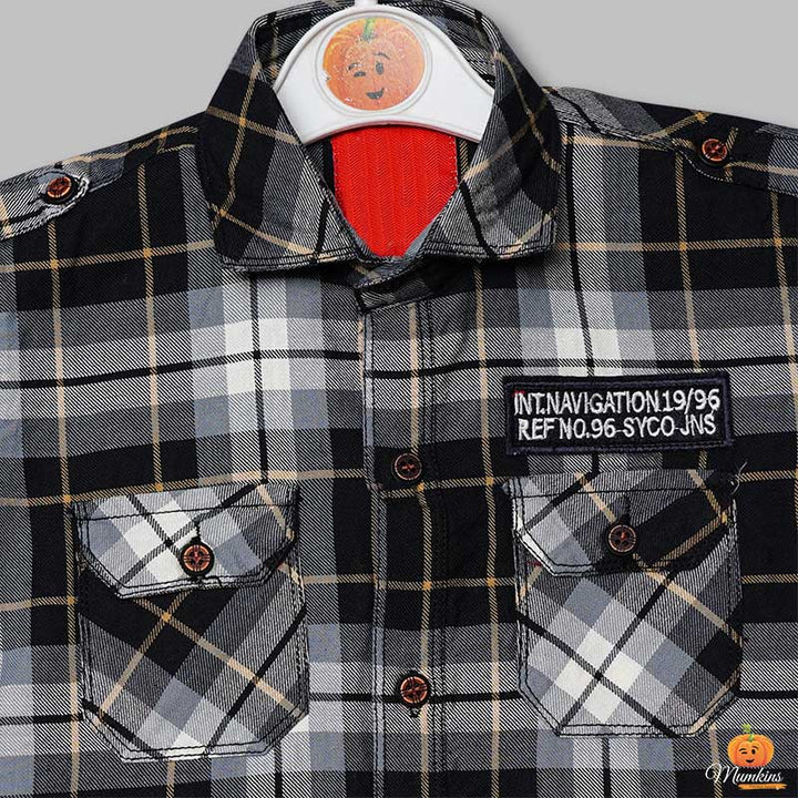 Red & Black Checked Shirts for Boys Close Up View