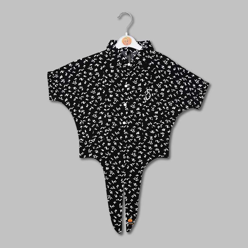 Top for Girls and Kids with Leaf Print Front View