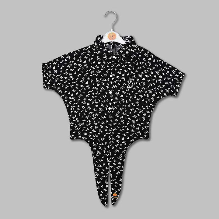 Top for Girls and Kids with Leaf Print Front View