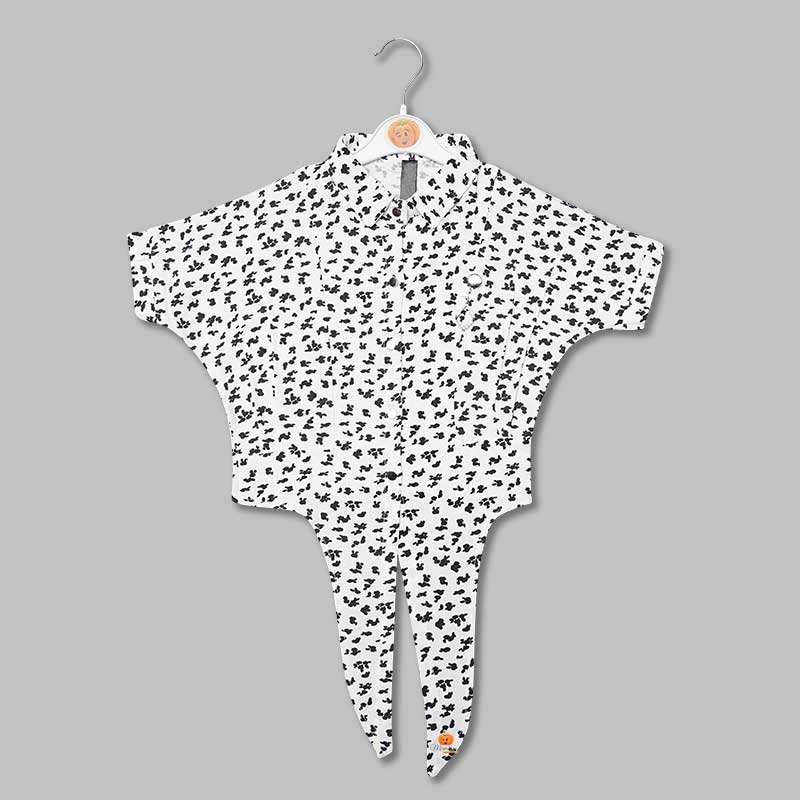 Top for Girls and Kids with Leaf Print Front View