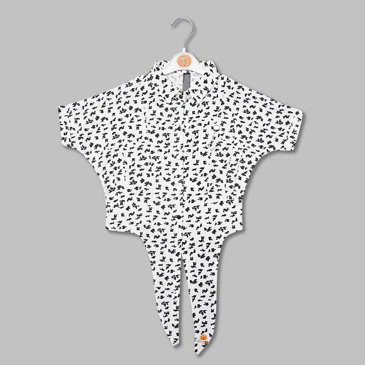 Top for Girls and Kids with Leaf Print Front View