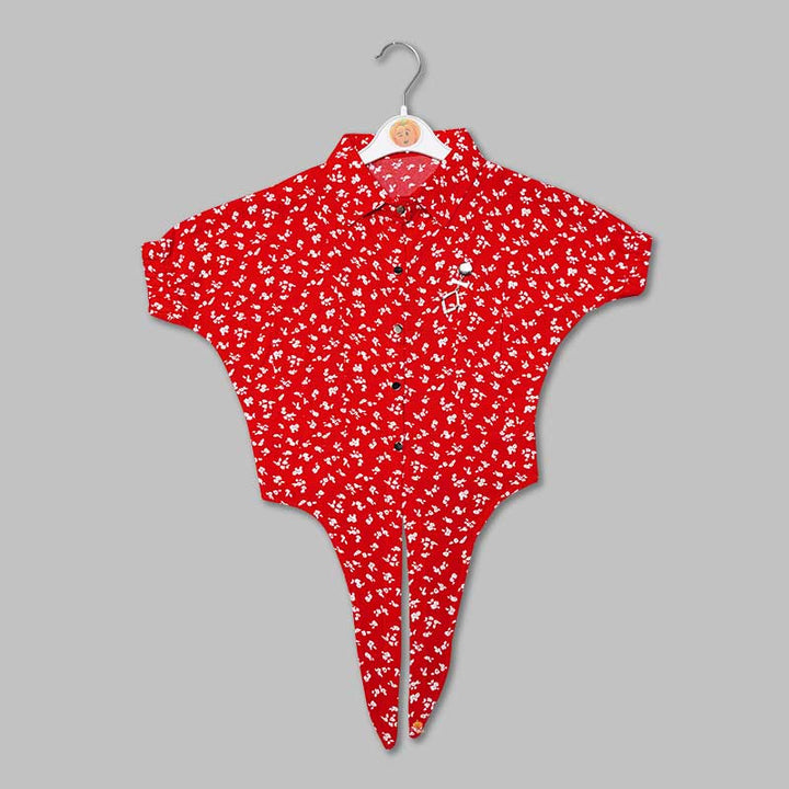 Top for Girls and Kids with Leaf Print Front View