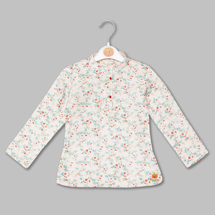 Fawn Printed Boys Kurta Pajama Top View