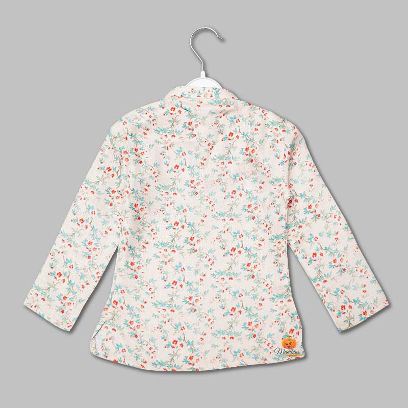 Fawn Printed Boys Kurta Pajama Back View