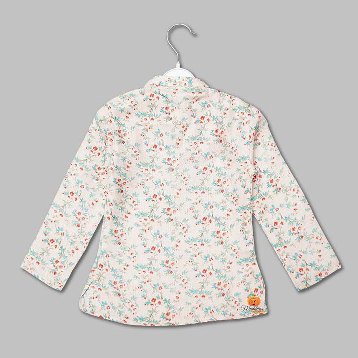 Fawn Printed Boys Kurta Pajama Back View