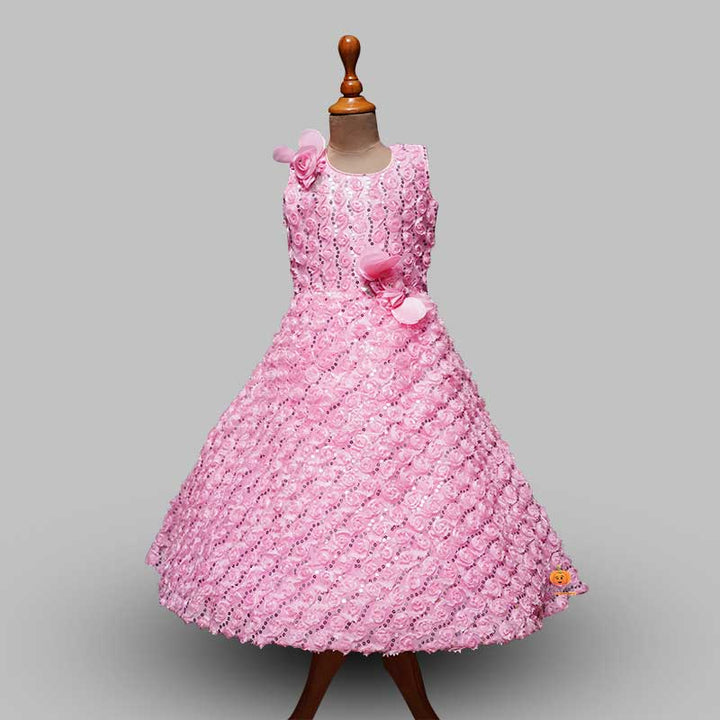 Floral Party Gown for Girls Front View