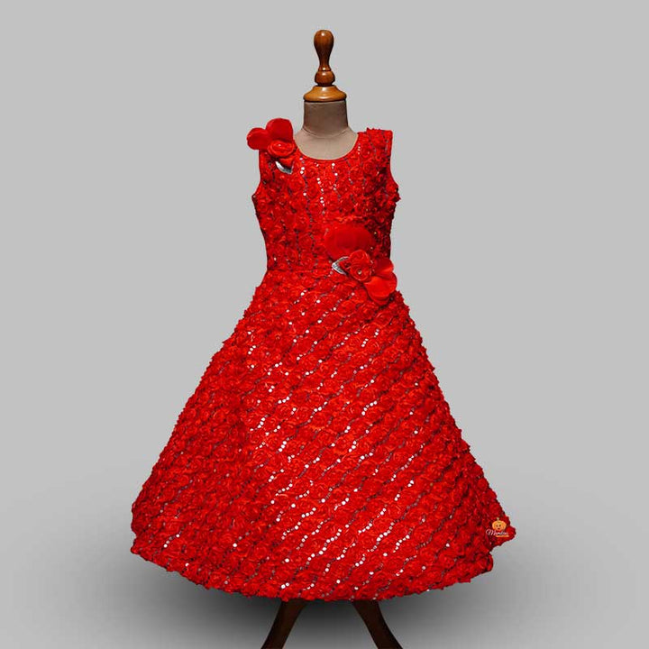 Floral Party Gown for Girls Front View