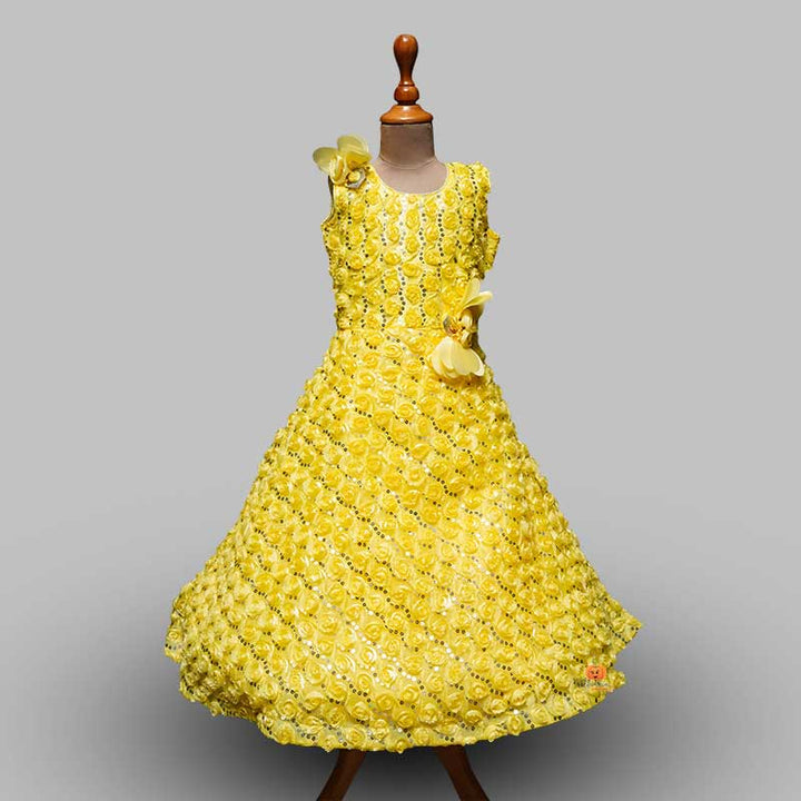 Floral Party Gown for Girls Front View
