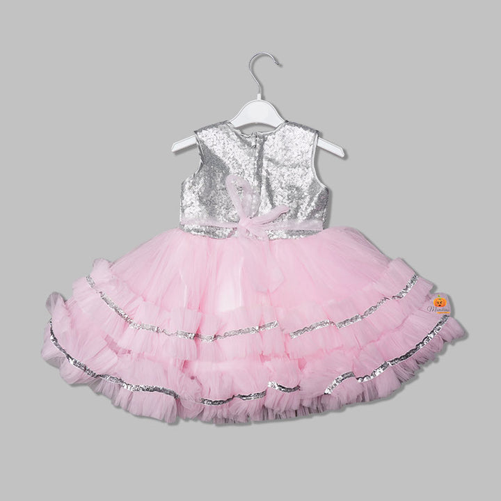 Net Frill Layered Pattern Girls Frock Back View