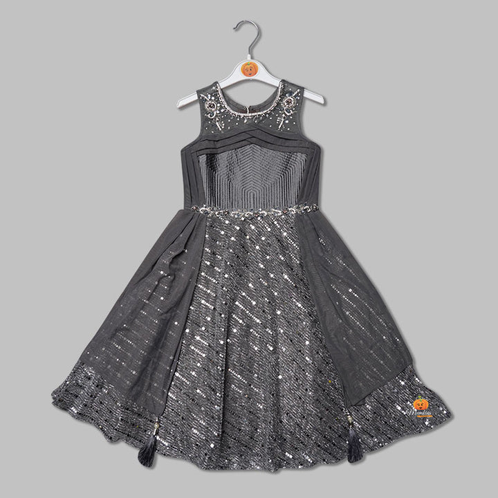 Grey & Onion Party Gown for Girls Front View