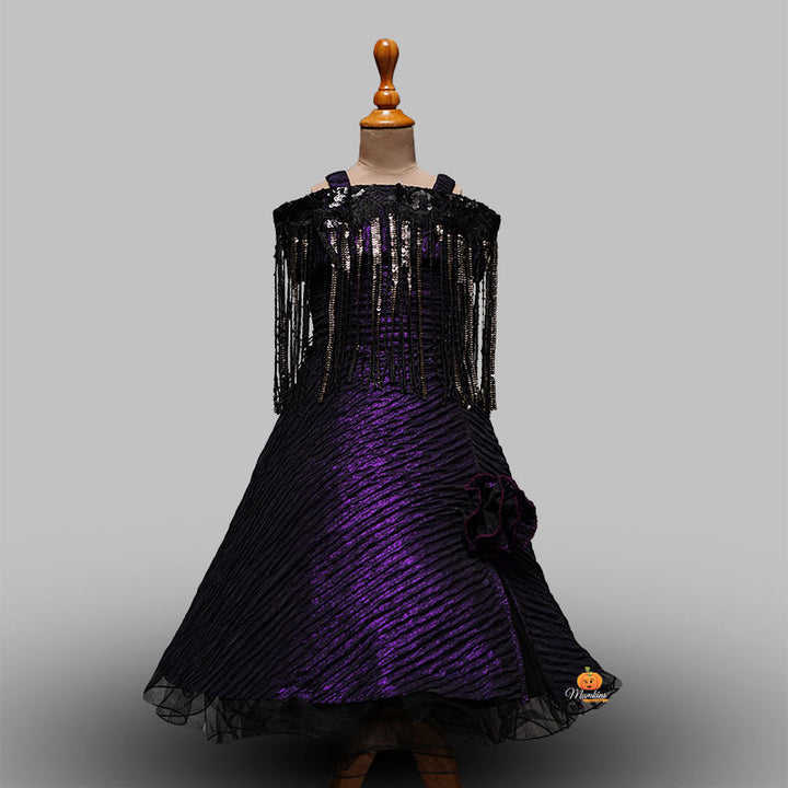 Purple Party Wear Gown for Kids Front View