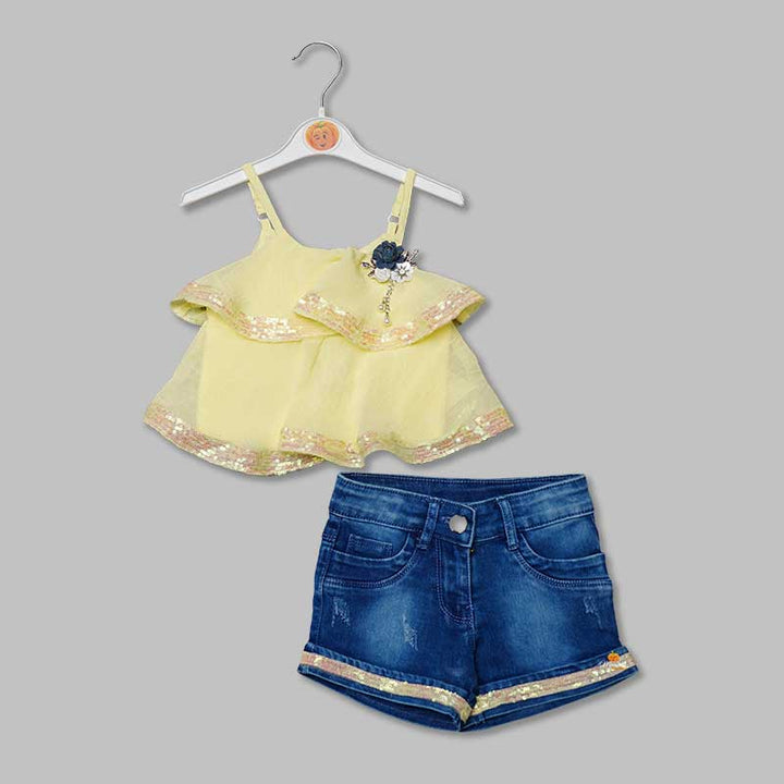 Western Wear For Girls And Kids With Soft Fabric GS20281Lemon